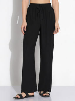 SHOWOFF - Women Black Solid Loose Fit Trousers