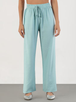SHOWOFF - Women Blue Loose Fit Solid Parallel Trousers