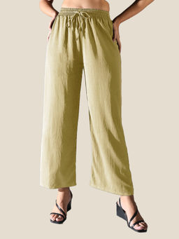 SHOWOFF - Women Green Solid Straight Fit Parallel Trousers