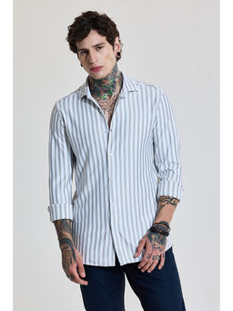 Snitch - Beige Stripes Full Sleeves Slim Casual Shirt