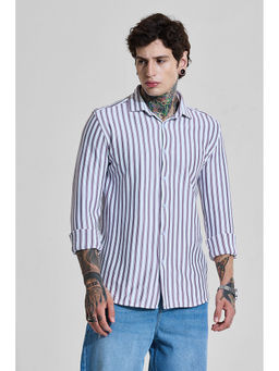 Snitch - Purple Stripes Full Sleeves Slim Casual Shirt