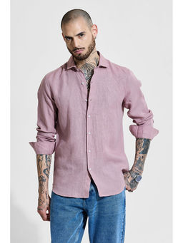 Snitch - Mauve Solid Full Sleeves Slim Casual Shirt