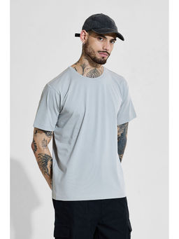 Snitch - Light Grey Solid Half Sleeves Slim Casual T-Shirt