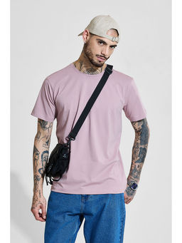 Snitch - Pastel Pink Solid Half Sleeves Slim Casual T-Shirt
