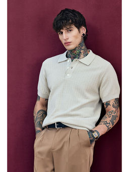 Snitch - Bordeaux Beige Relaxed Fit Polo T-Shirt