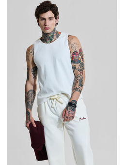 Snitch - Bordeaux White Solid Ribbed T-Shirt