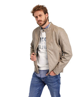 Guess - Men's Brown Polyurethane Textured Regular Fit Jacket