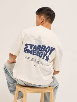 The Bear House - Men's Oversized Fit White Cotton Casual T-Shirt