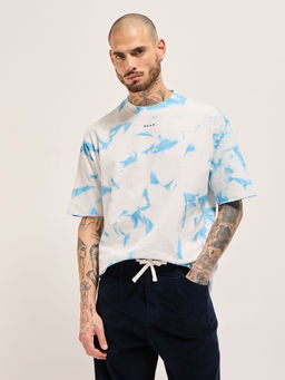 The Bear House - Men's Oversized Blue Cotton T-Shirt