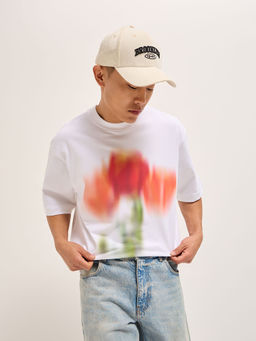 The Bear House - Men's Oversized Fit White Casual T-Shirt