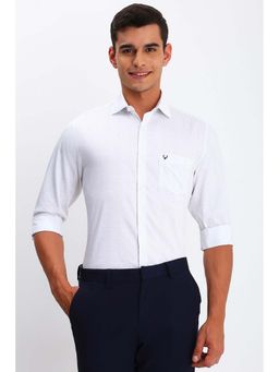 Allen Solly - Men White Slim Fit Printed Full Sleeves Formal Shirt