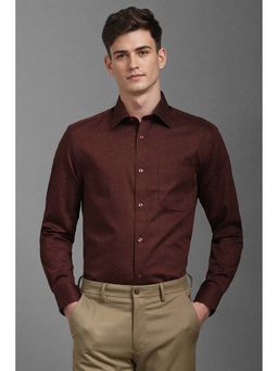 Louis Philippe - Men Brown Classic Regular Fit Printed Full Sleeves Formal Shirt