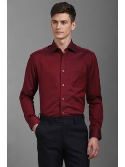 Louis Philippe - Men Maroon Classic Regular Fit Printed Full Sleeves Formal Shirt