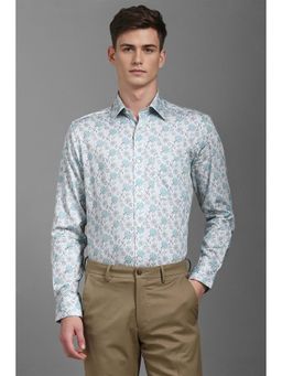 Louis Philippe - Men Blue Classic Regular Fit Floral Print Full Sleeves Formal Shirt