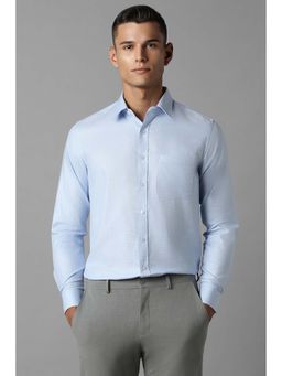 Louis Philippe - Men Blue Slim Fit Textured Full Sleeves Formal Shirt