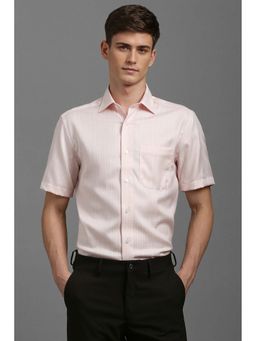 Louis Philippe - Men Pink Classic Regular Fit Checks Half Sleeves Formal Shirt