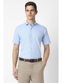 Peter England - Men Blue Regular Fit Formal Half Sleeves Formal Shirt
