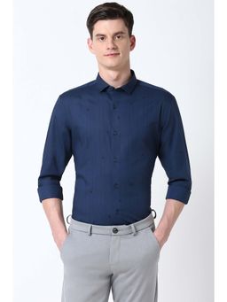 Peter England - Men Navy Blue Slim Fit Printed Formal Shirt