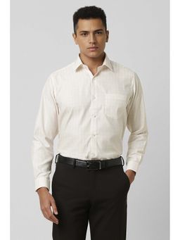 Van Heusen - Men Cream Regular Fit Checks Full Sleeves Formal Shirt