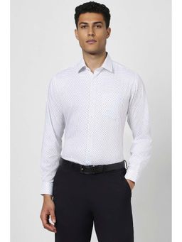 Van Heusen - Men White Regular Fit Printed Full Sleeves Formal Shirt