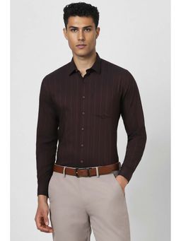 Van Heusen - Men Brown Slim Fit Stripe Full Sleeves Formal Shirt