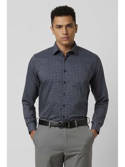Van Heusen - Men Grey Slim Fit Checks Full Sleeves Formal Shirt