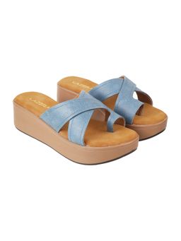 LAZERA SHOES - Women Slip On Blue Wedges