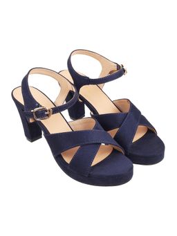 LAZERA SHOES - Women Bold Casual Glam Navy Blue Sandal Heels