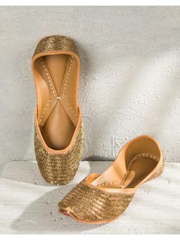 Fabindia - Gold Leather Hand Embroidered Juttis