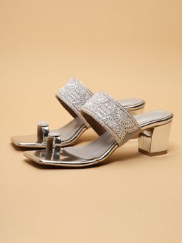 ERIDANI - Aria Silver Embellished Sandal Heels