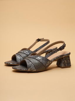 ERIDANI - Aroha Gunmetal Grey Backstrap Sandal Heels