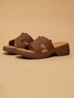 ERIDANI - Leo Tan Textured Sandal Heels