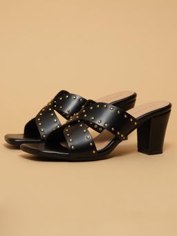 ERIDANI - Miko Black Studded Sandal Heels