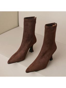 MISS MOSA BY AKANKSHA - Brown Ambrose Short Suede Pointed Casual Boots