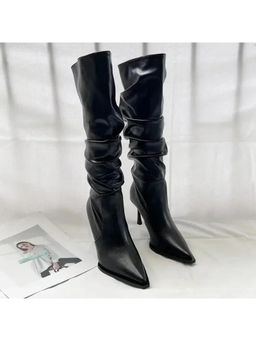 MISS MOSA BY AKANKSHA - Black Cassia Stacked Premium Leather Casual Boots