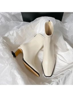 MISS MOSA BY AKANKSHA - Beige Desse Short Leather Statement Casual Boots