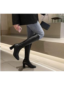 MISS MOSA BY AKANKSHA - Black Drobe Premium Leather Casual Boots