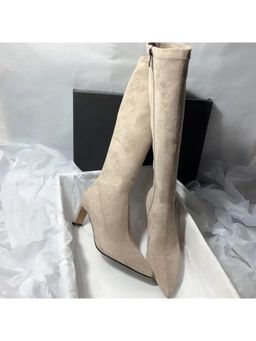 MISS MOSA BY AKANKSHA - Beige Leona Over Knee Premium Suede Casual Boots