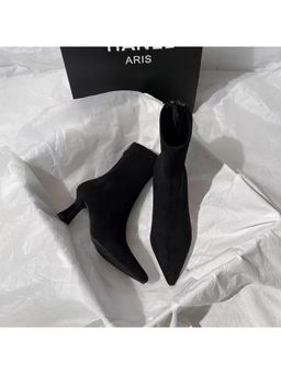 MISS MOSA BY AKANKSHA - Black Meah Short Suede Statement Casual Boots