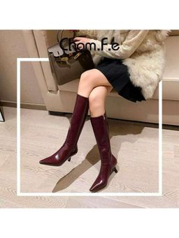 MISS MOSA BY AKANKSHA - Brown Rolf Knee Leather Casual Boots