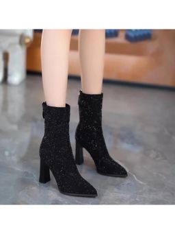 MISS MOSA BY AKANKSHA - Black Sal Short Sequined Statement Casual Boots