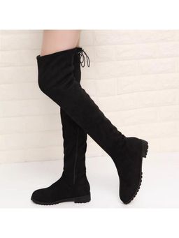 MISS MOSA BY AKANKSHA - Black Luxury Flat Suede Casual Boots