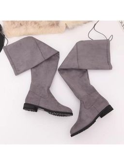 MISS MOSA BY AKANKSHA - Grey Luxury Flat Suede Casual Boots