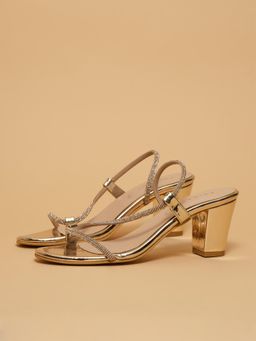 ERIDANI - Yuna Gold Rhinestone Sandal Heels