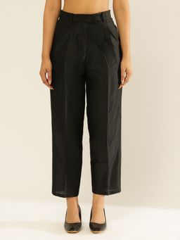 Abhishti - Cotton Viscose Semi Formal Pants Metallic Black