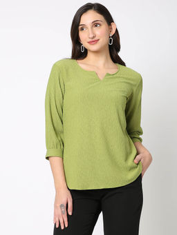 Not So Pink - Solid Green Full Sleeves Top