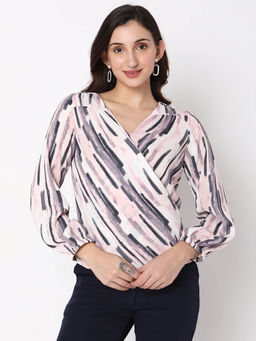 Not So Pink - Printed Top with Cross Front Detailing