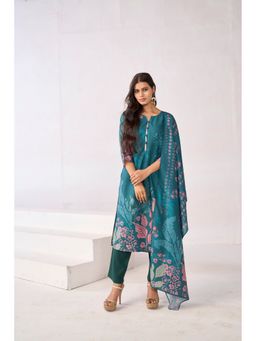 Jaipur Kurti - Blue Embroidered Kurta with Pant and Dupatta
