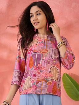 InWeave - Dull Pink Window R Neck Top