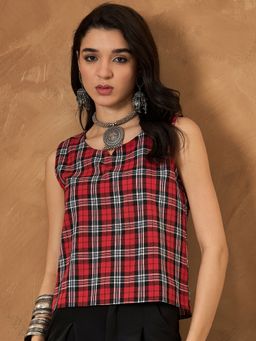 InWeave - Red Black Check W/S Top